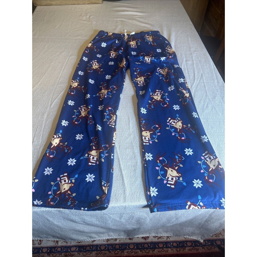 Festive Cozy Couture Reindeer Holiday Pajama Lounge Pants, Size L